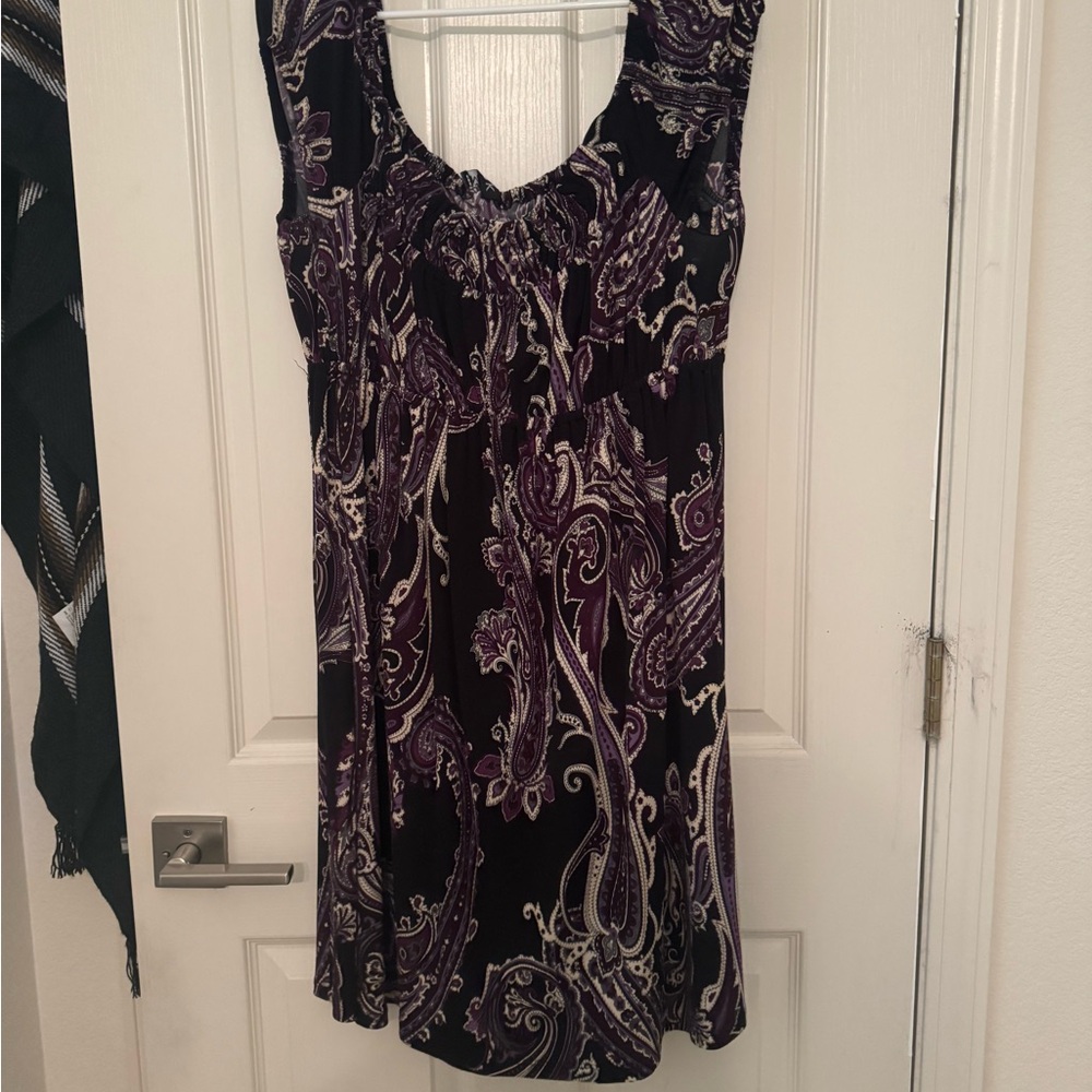 Elegant Purple and Black Midi Dress